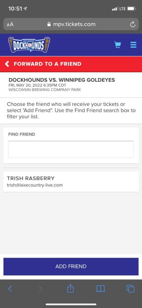 Select Add Friend or choose existing friend from list.
