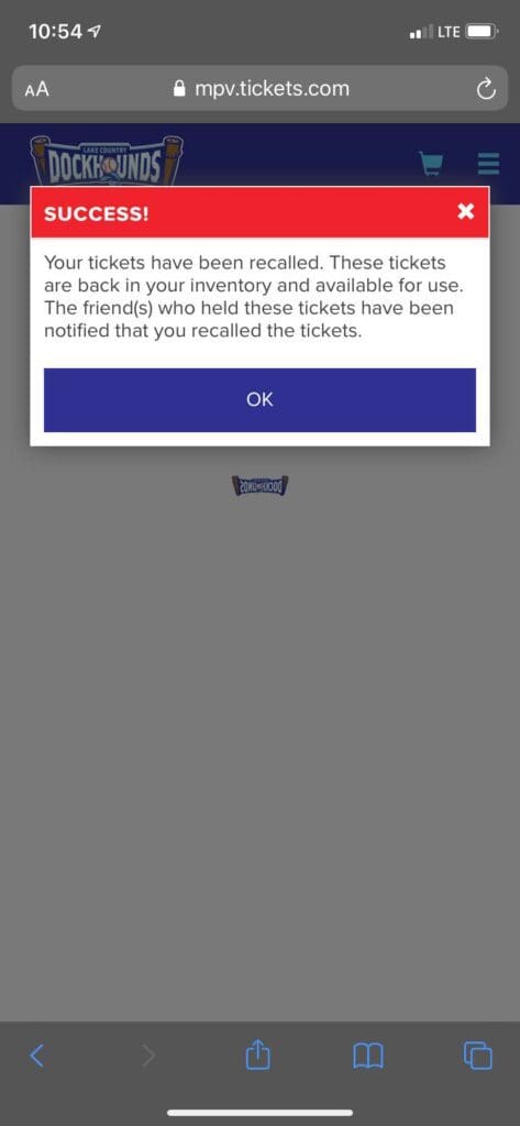 You will receive a success message that your tickets have been recalled.