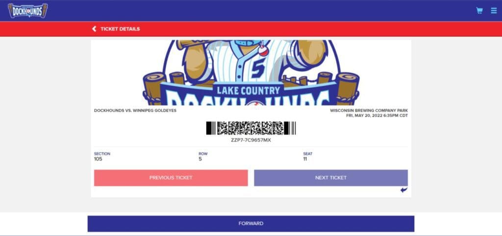 You will now see the barcode that we will scan at the ballpark for your entry. You can print this page or you will need to access your account on your phone (visit how to access your tickets via phone)