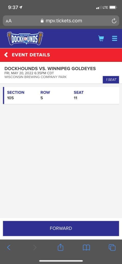 Click on the box with your section, row, and seat.