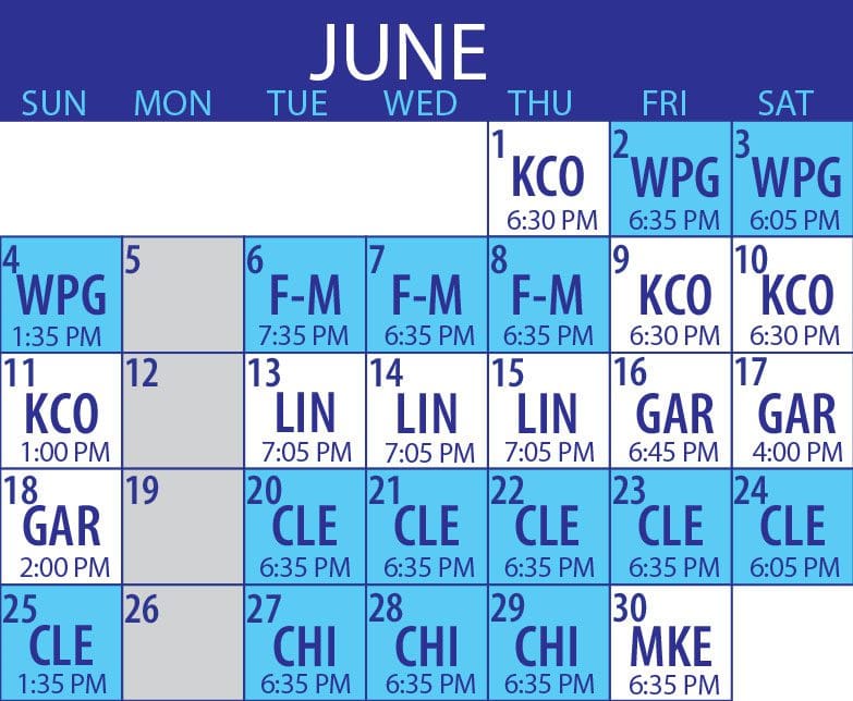 June 2023 DockHounds schedule