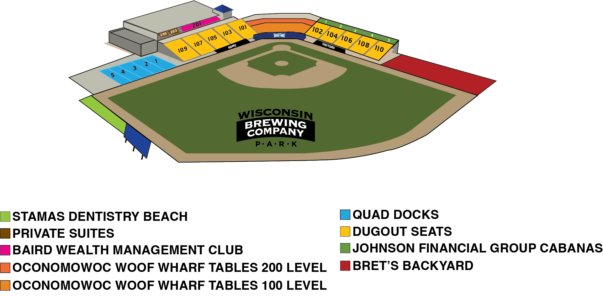 WBC Park Stadium seating map for 2023