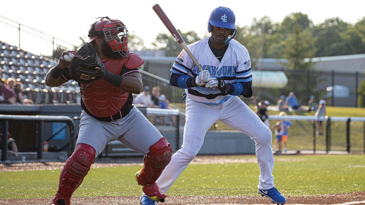 Demetrius Sims, one of the stars of the night, up to bat for an RBI double.