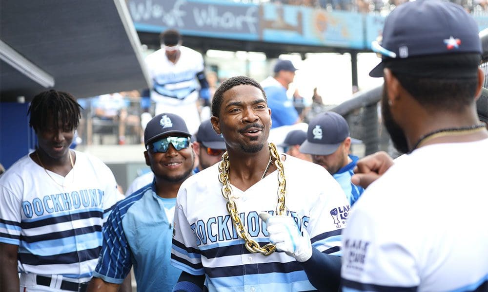 Thomas Jones celebrates after home run