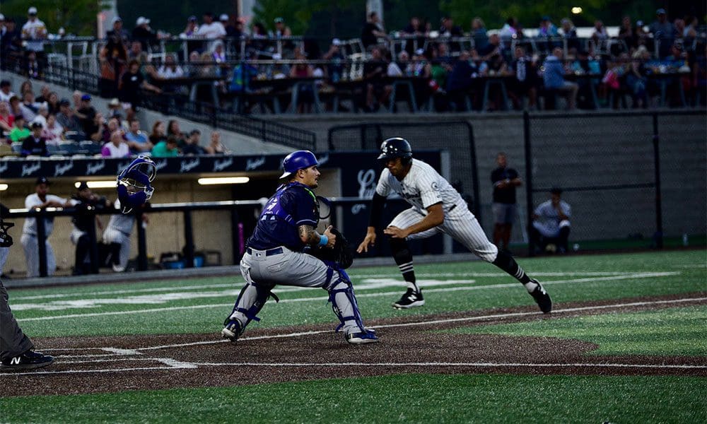 Jaxx Groshans looks to make a play at the plate