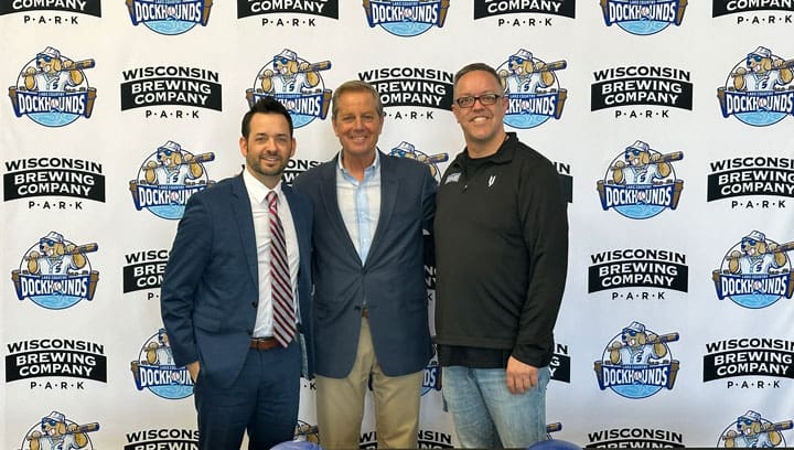 American Association Commissioner Josh Schaub, My24 General Manager Rocky Wagonhurst, DockHounds Marketing Director, Bryan Giese