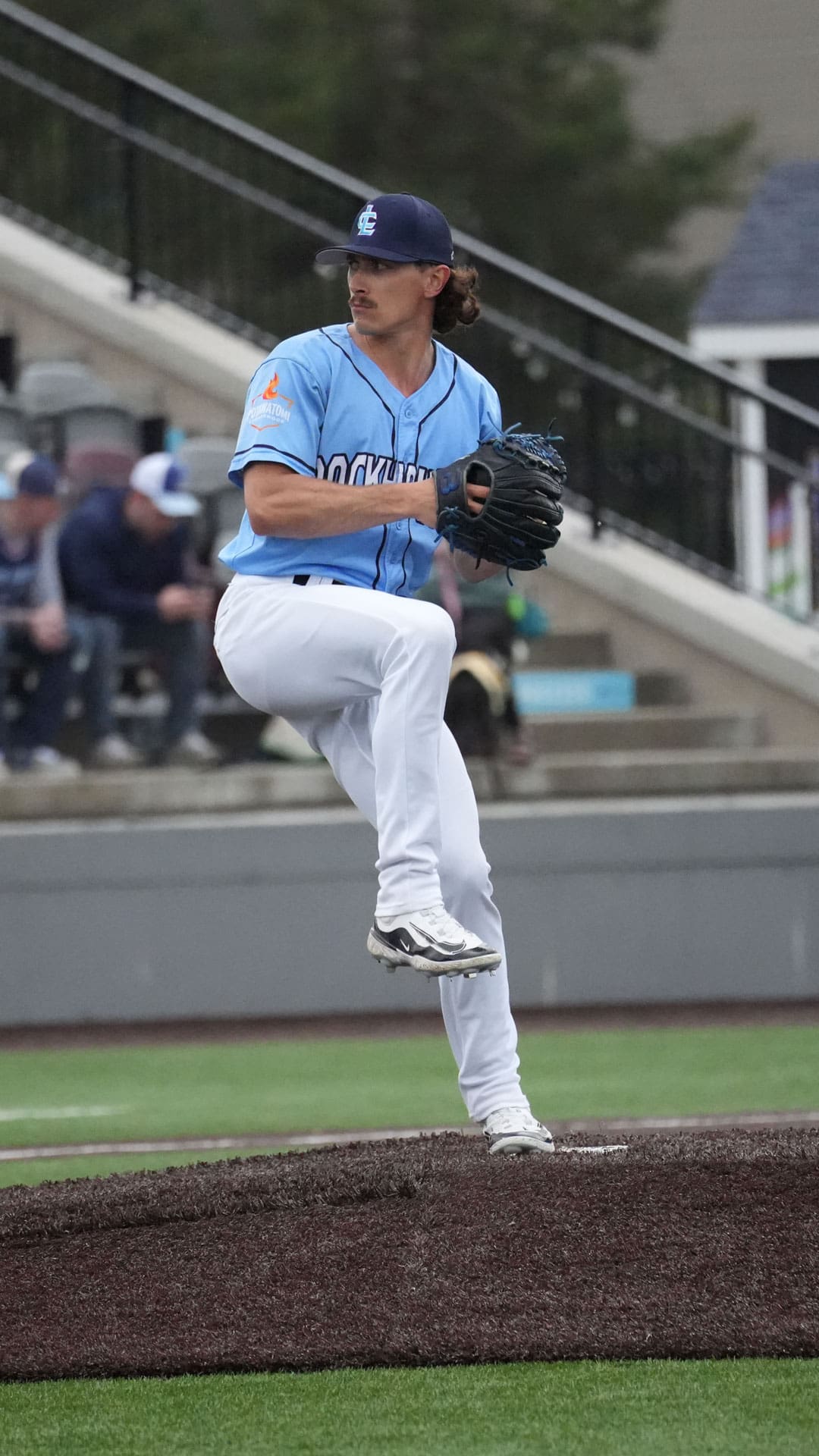 Brody Rodning pitching for the DockHounds before being signed to the Astros organization