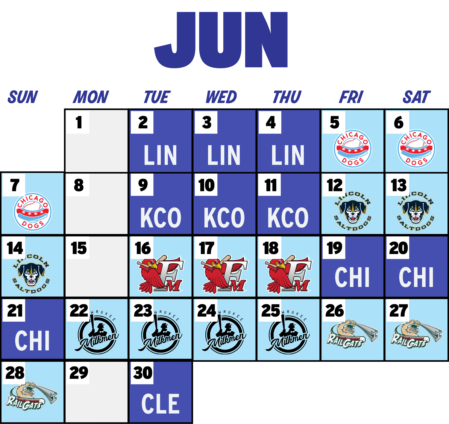 June 2026 DockHounds Schedule