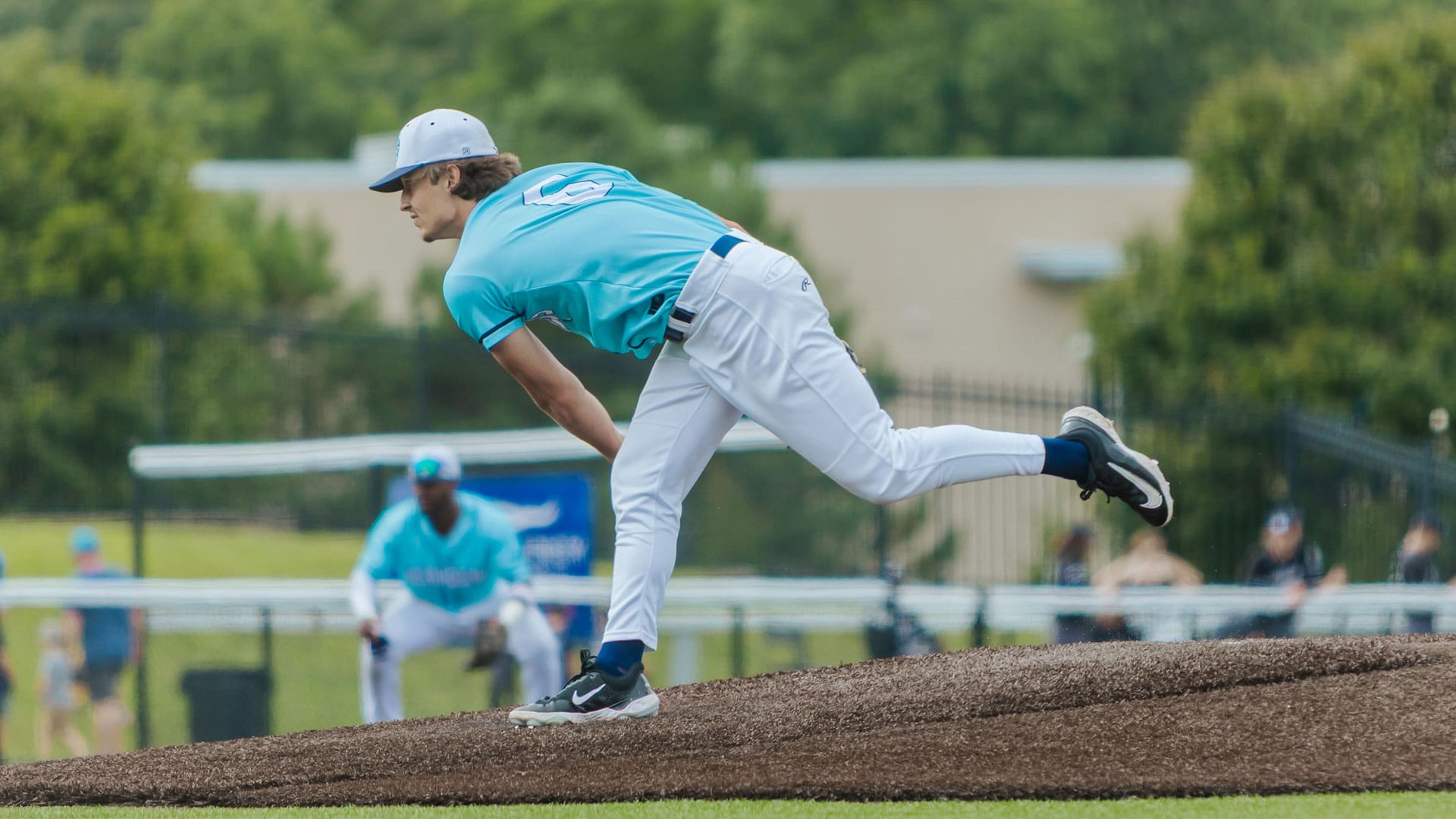 Eric Torres pitching for the DockHounds during the 2025 season